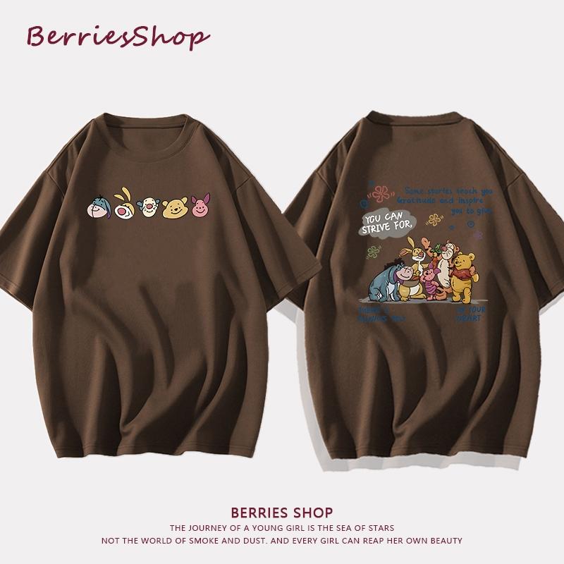 

Women s T-shirt short sleeved fashionable loose fun cartoon Winnie print round neck top 140