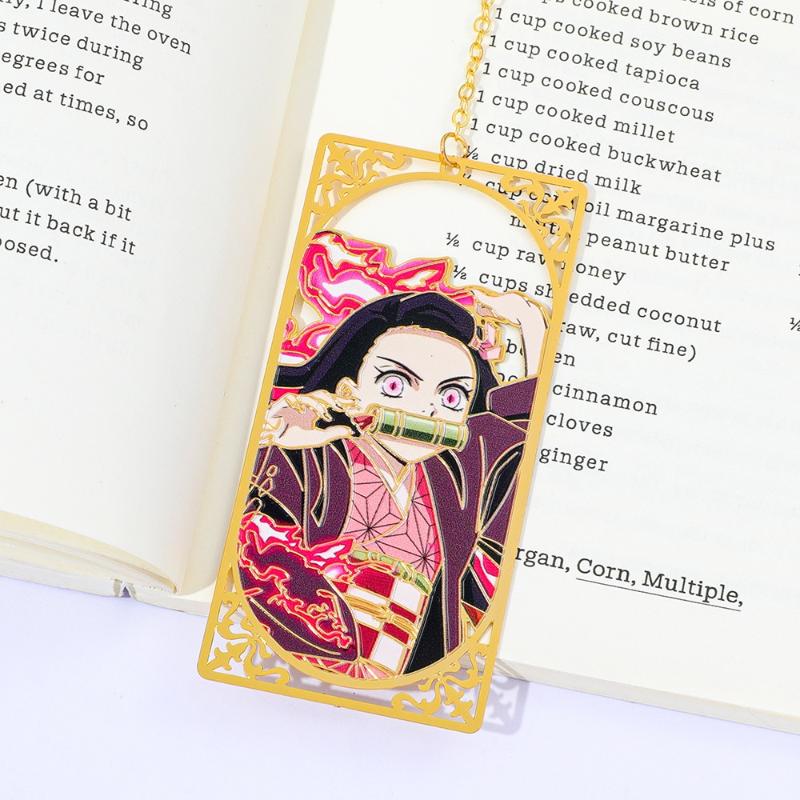 Anime Demon Slayer No Yaiba Metal Bookmark Tanjiro Nezuko Zenitsu Anime Cosplay Gift For Students Stationery Collection Bookmark