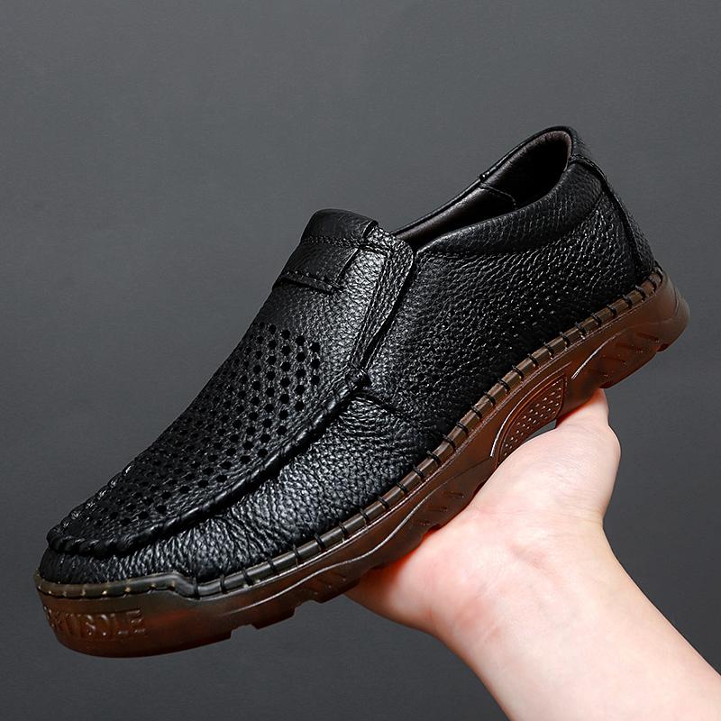 Модные мужские лоферы Повседневные кожаные слипоны Дышащая обувь Мужская Рабочая Офисная — фото 9
