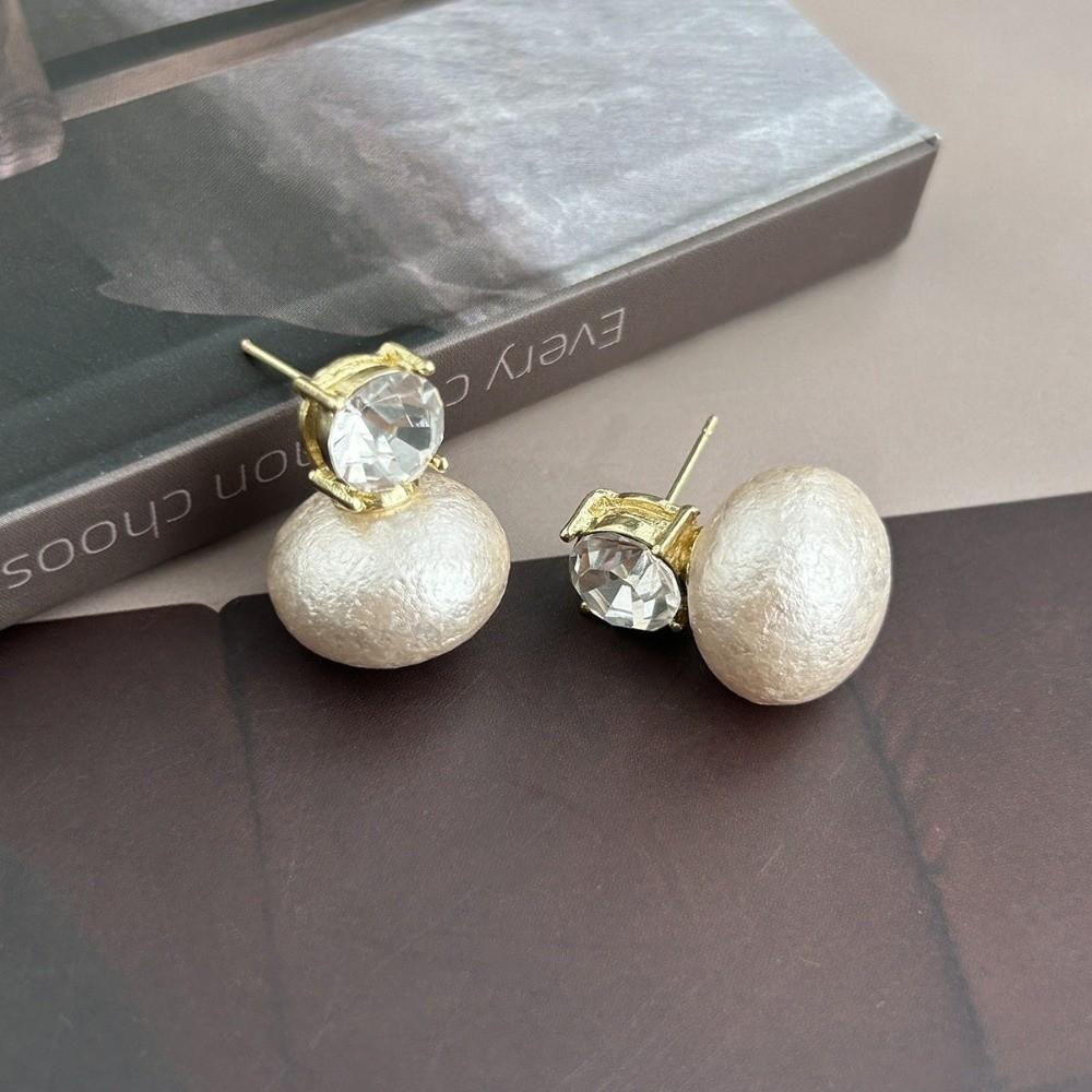 Sweet Pearl Studs Light Luxury Crystal Drop Earrings Simple Zircon Stud  Party