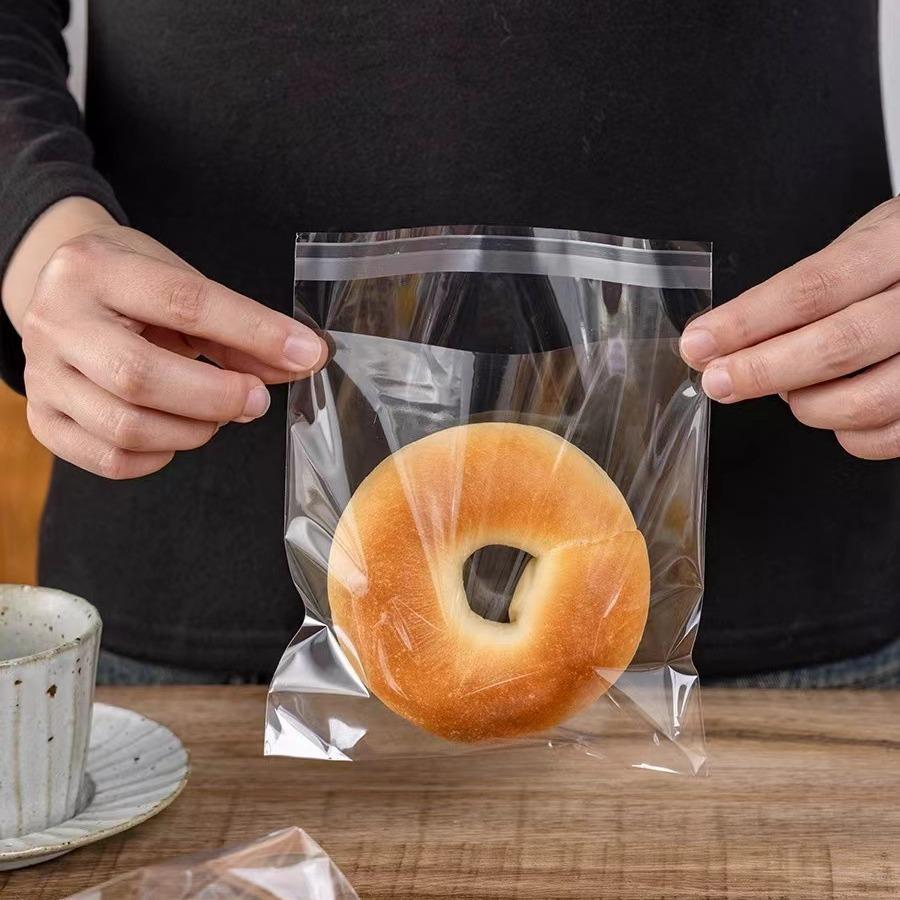 Self-Sealing Transparent Bakery Packaging Bag for Scones, Biscuits, Cakes, and Toast