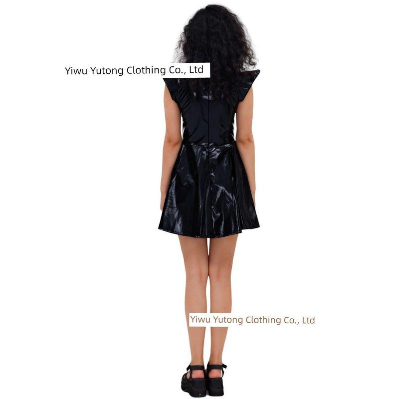 Cross-Border New Halloween Clothes Laser Bronzing Patent Leather Solid Sexy Party High Waist Jumpsuit Short dress Performance