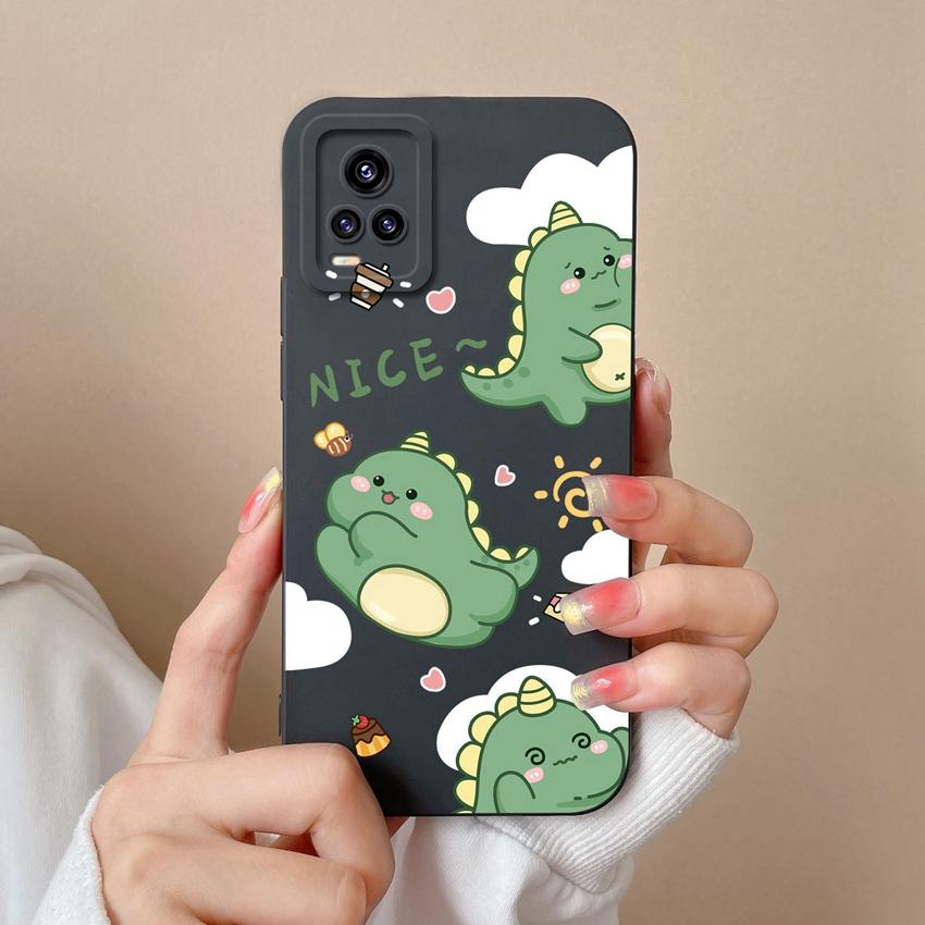 For Vivo V15 S10 Y75 S16 V17 Y77 Phone Bags Naughty Cartoon Dinosaur Patterns Camera Protection Shockproof Silicone Cover Case For Vivo Bumper Housing