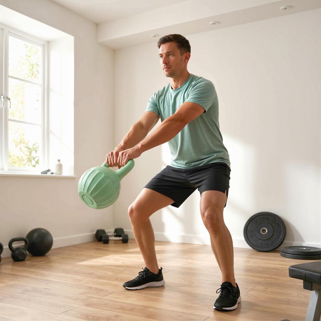 Kettlebell 6 kg Weight Dumbbell Filled with Sand for Beginners Home Strength Training 17 x 17 x 23 cm Green