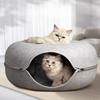 Circular Interactive Cat House Felt Donuts Cat Nests Tunnels Play Small Dogs Pet Houses One Nest Dual-use Suitable for Families with Multiple Cats