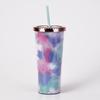 Tie-Dye Straw Cup 24Oz Double-Layer Plastic Water Cup Can Be Customized Creative Paper Card Diy