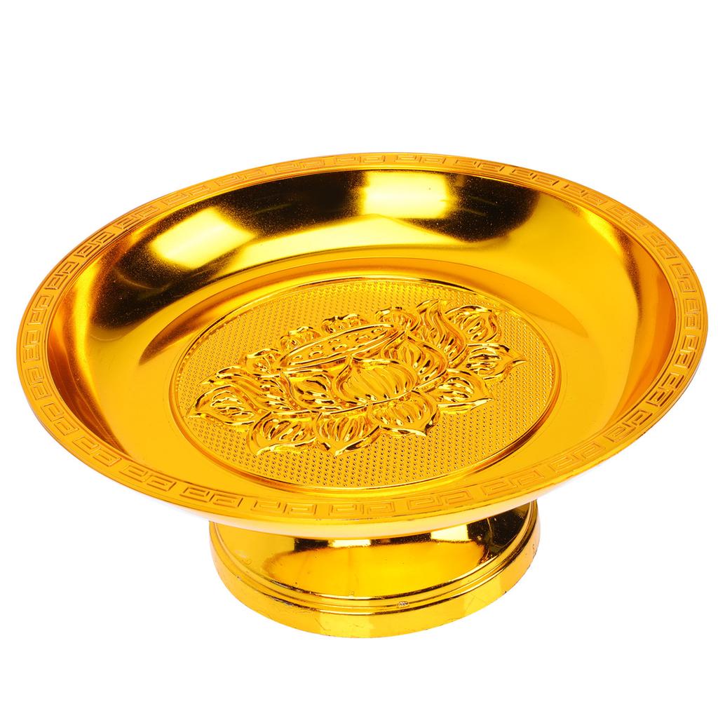 Exquisite Golden Retro Temple Fruit Tray for Worship Offerings Sacrificing Fruit Plate Decorative Plate Temple Supplies High