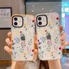 ins wind floral mobile phone case Apple 15pro anti-drop two-color transparent case iphone17pm soft case protective case 14