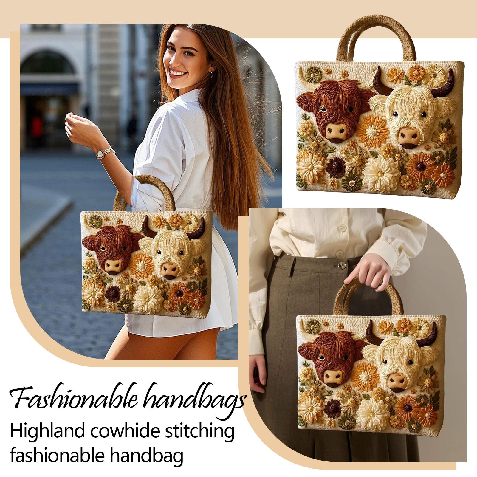 Cowhide Quilted Handbag one size