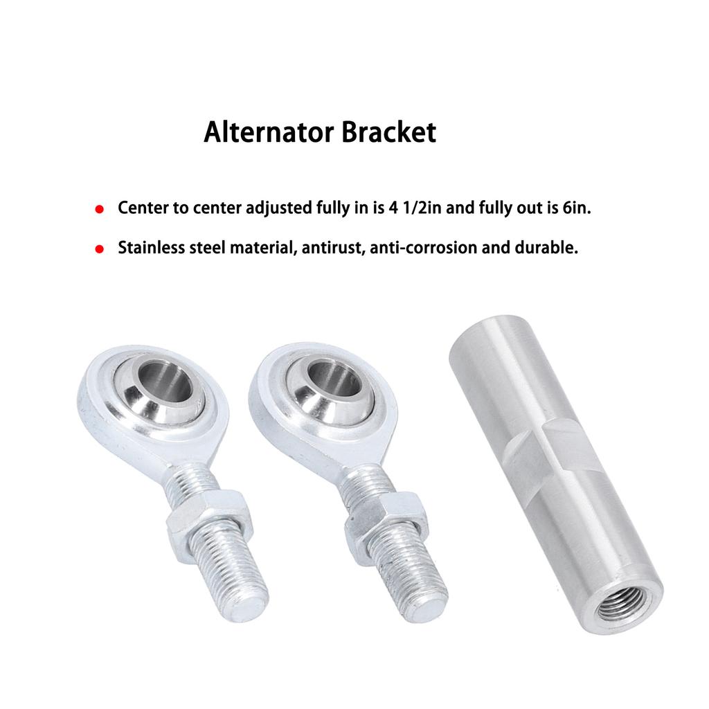 2 1/2in Adjustable Tensioning Rod Stainless Steel Alternator Bracket Fit for SBC BBC 350 454 Engine