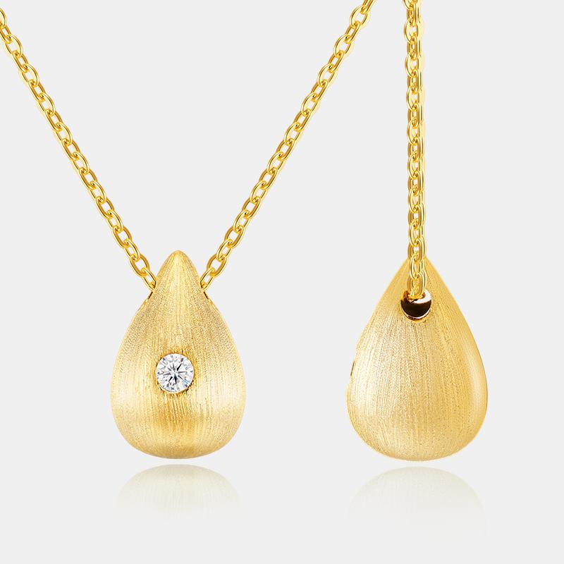Teardrop Moissanite Pendant Necklace Brushed Gold Finish in S925 Silver Tarnish Resistant Perfect for Everyday Wear Necklace N14902-BH серебряный