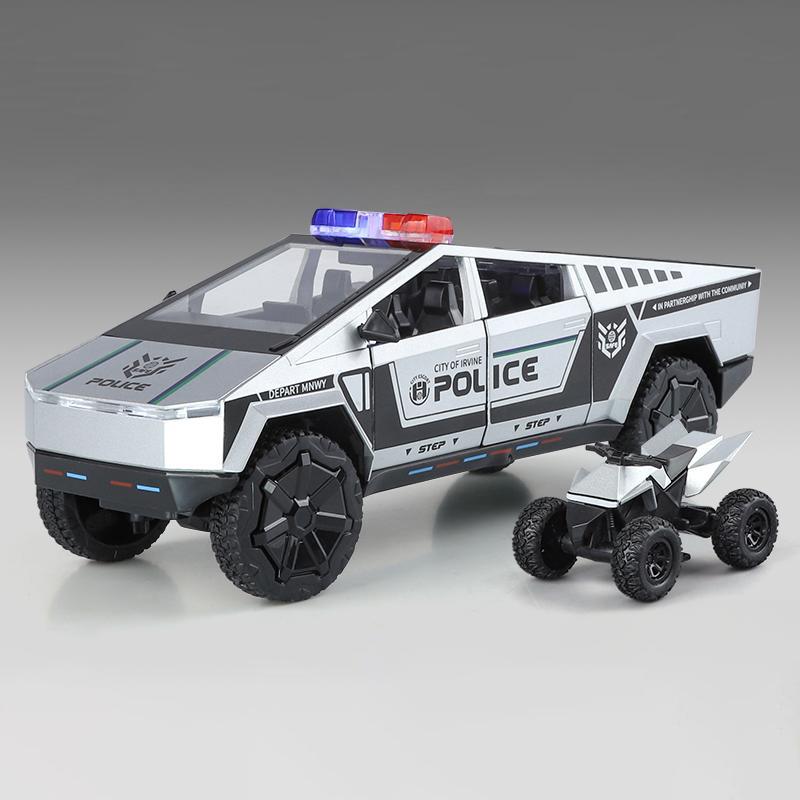 1:24 Polizei Cybertruck Off Road Legierung Metall Druckguss Modellauto Outdoor Sammlungen Klassisch Trendiges Spielzeug Dekorationen Valentinstag Kinder