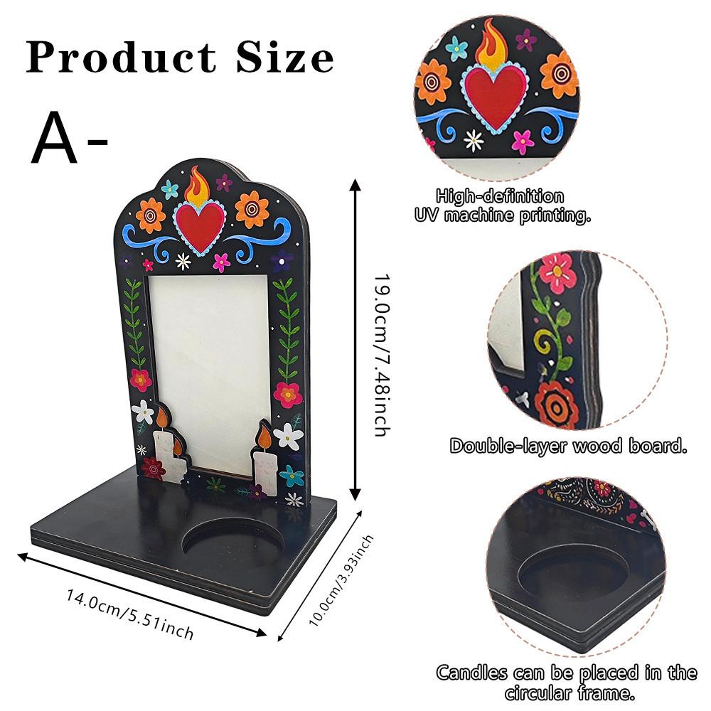 Spirit Of Day Of The Dead Wooden Picture Frame With Handcrafted Design For Memorials And Decor