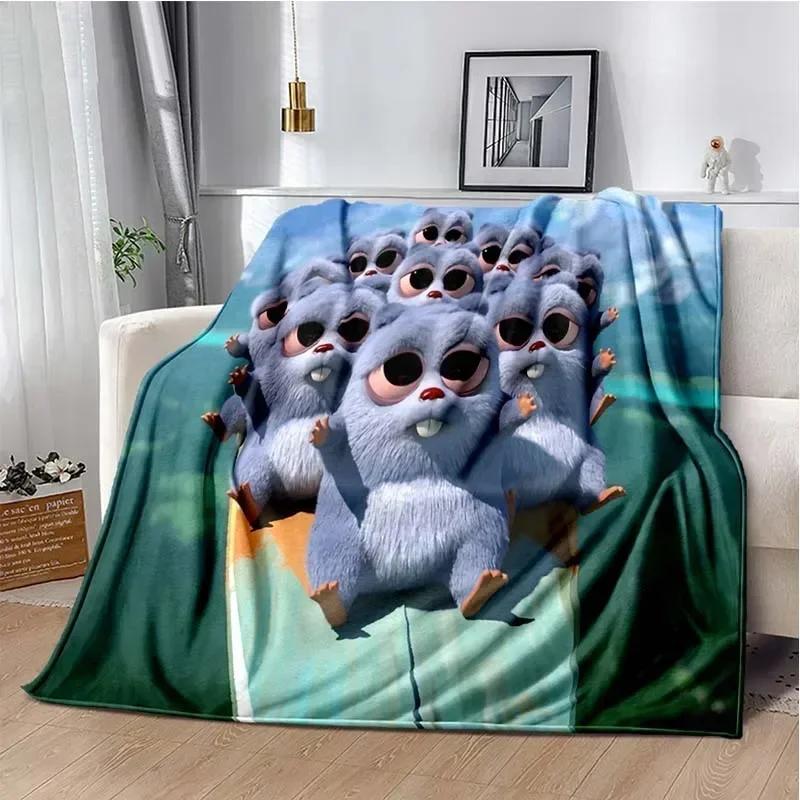 Cute Cartoon Anime Grizzly & The Lemmings Throws Blanket for Beding Hiking Picnic Super Soft Funny Flannel Blanket Birthday Gift