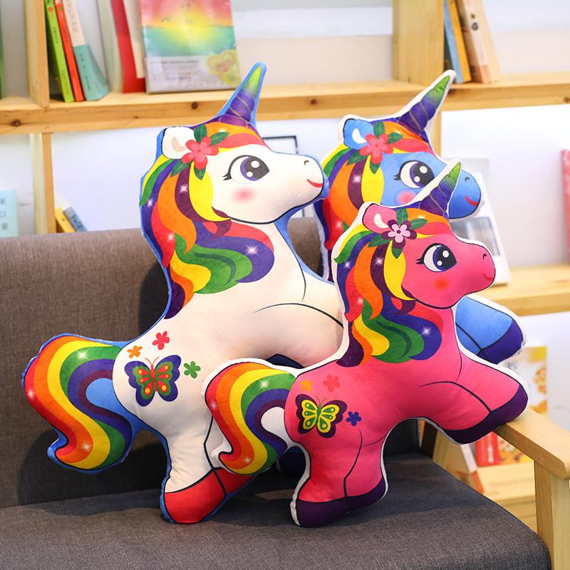50cm Unicorn Themed Throw Pillow Rainbow Horse Soft Plush Toys Sofa Cushion Unicorn Birthday Gifts For Friends