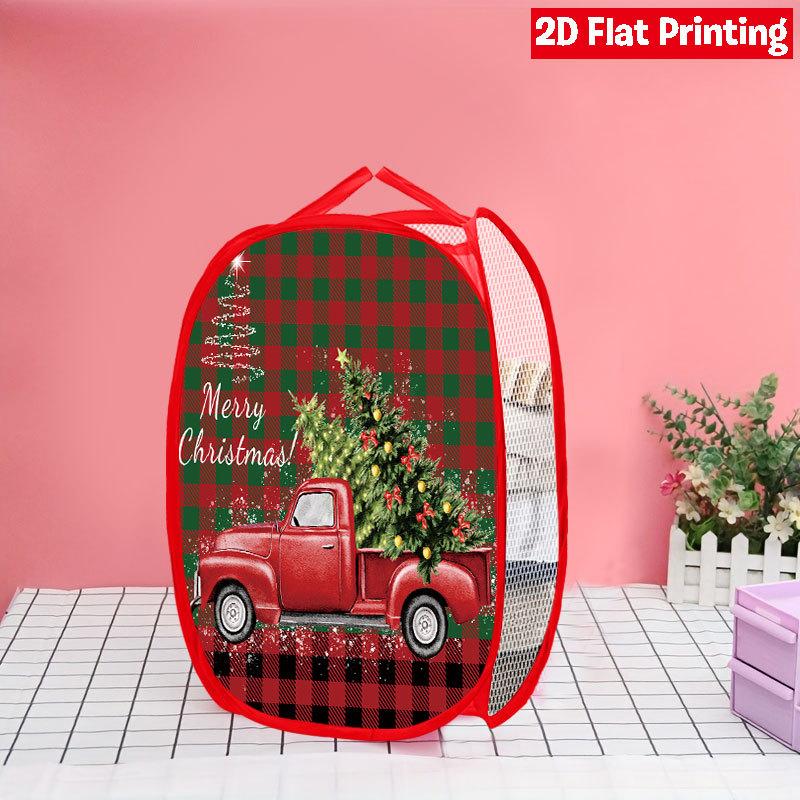 1Pcs Santa Claus Pop-Up Laundry Hamper Expandable Mesh Hamper Basket for Room Bedroom Bathroom Organization Contemporary Storage
