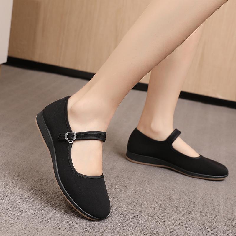 Cloth surface is easy to take care of, old Beijing cloth shoes, black cloth shoes, female flat generation, hotel work shoes, square dance soft sole