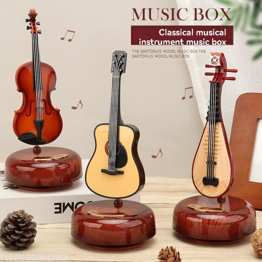 Nordic Style Miniature Instrument Music Box Figurines - Violin Guitar Saxophone Creative Home Decor Gifts Craft