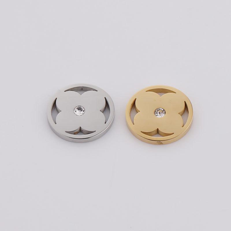 

Stainless Steel Four-Leaf Clover Rhinestone Pendant for DIY Jewelry or Clothing 12mm