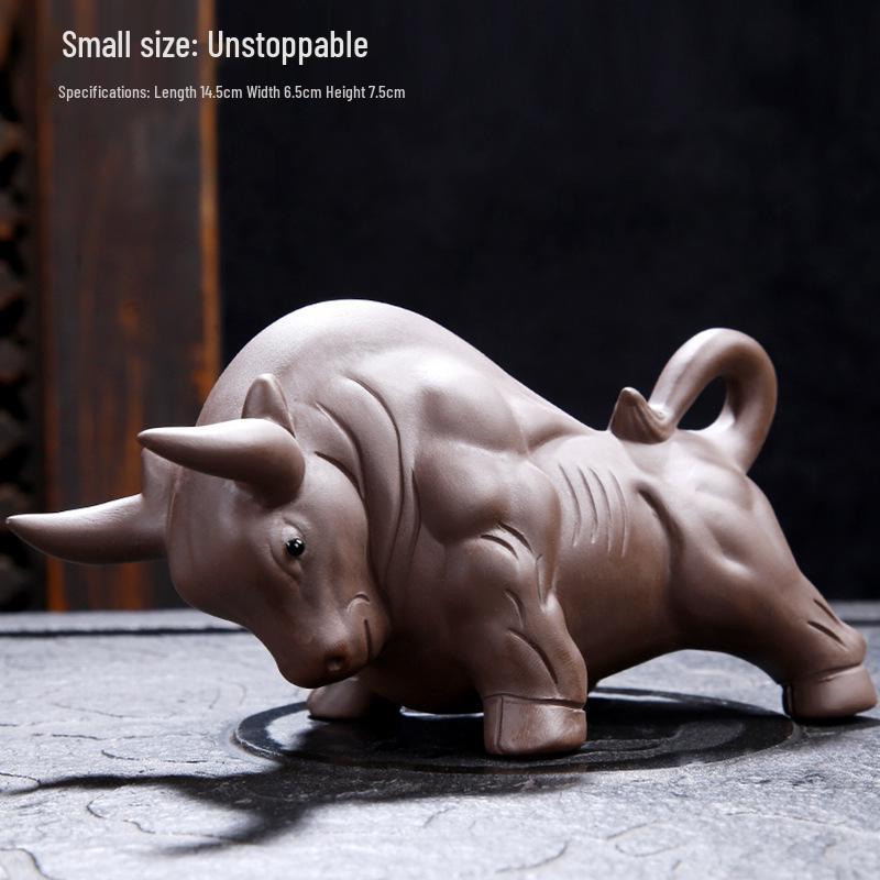 Handmade Large Purple Clay Ox Tea Pet for Kung Fu Tea Ceremony