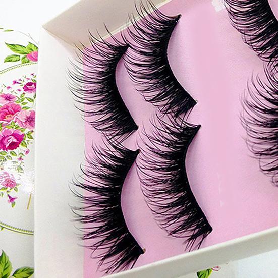 5 par Beauty Wispies Naturliga Långa Tjocka Mjuka Falska Handgjorda Ögonfransar