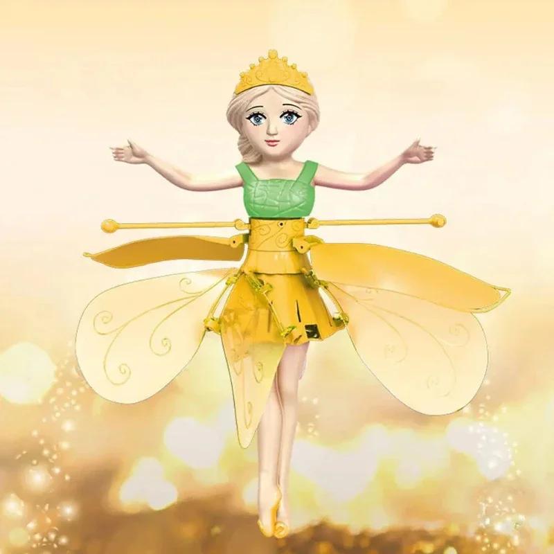 

Перезаряжаемый от USB Жест Светящийся Самолет Игрушка для Девочек Ручной Сенсор Волшебная Летающая Фея Игрушка Инфракрасный Сенсор Летающая Кукла Детские Подарки жёлтый