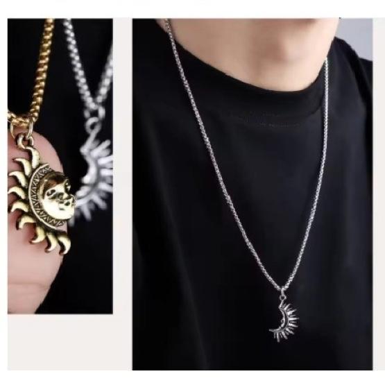 Necklace Pendant Sun Moon Stainless Steel Balance Opposite Amulet Talisman Power Strength Life Protect Health Jewelry Accessories