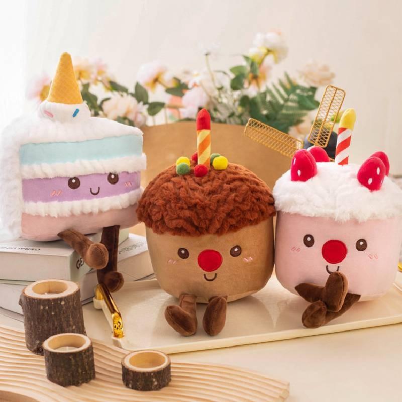 Rainbow Chocolate Strawberry Cake Plush Toy Stuffed Doll Decoration Gift 23cm