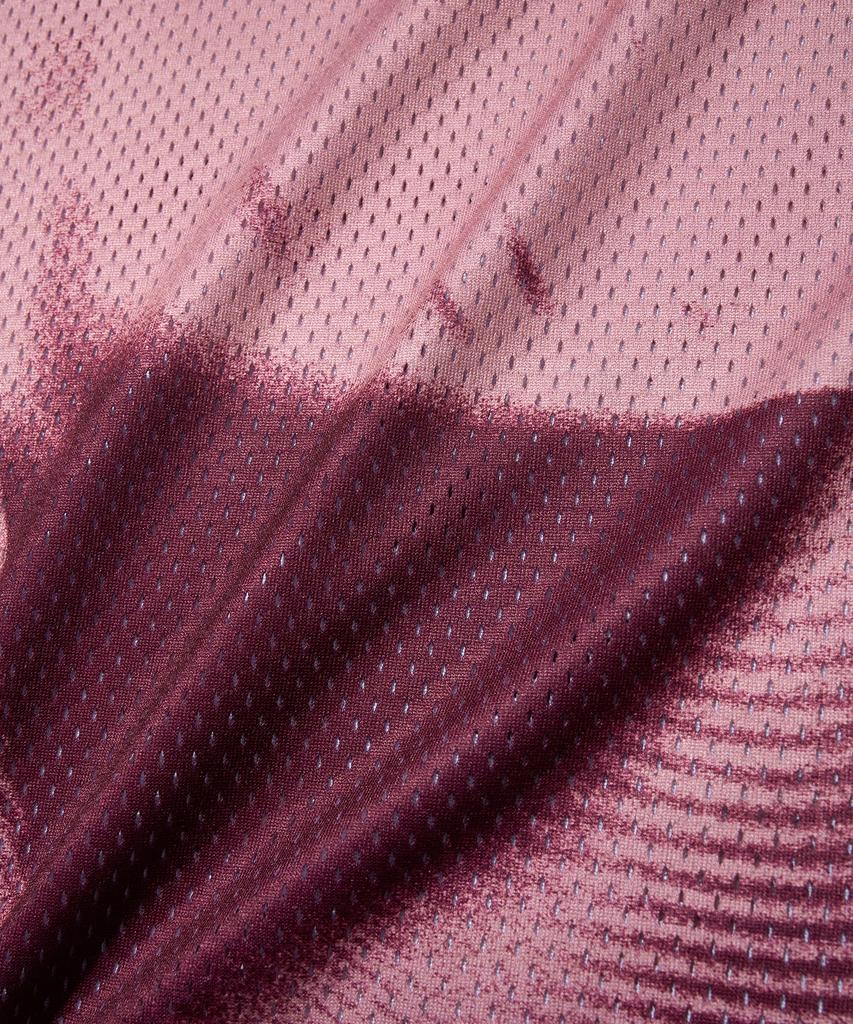 Physical Department Mushroom Mesh Satin Mix Short Sleeve T-Shirt_Burgundy