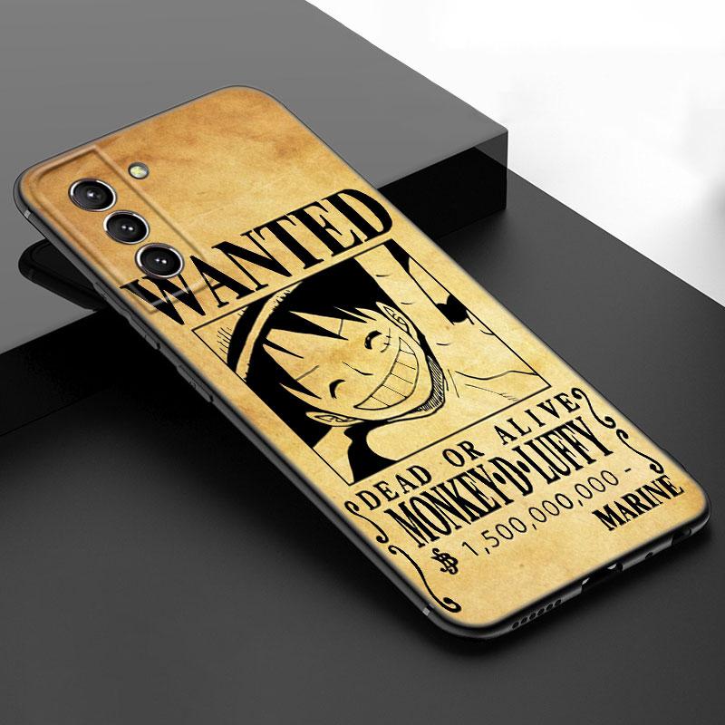 Anime One Piece Luffy Black Silicone Phone Case For Samsung Galaxy S23 S21 S20 FE S24 S22 Ultra S10E S10 S9 S8 Plus