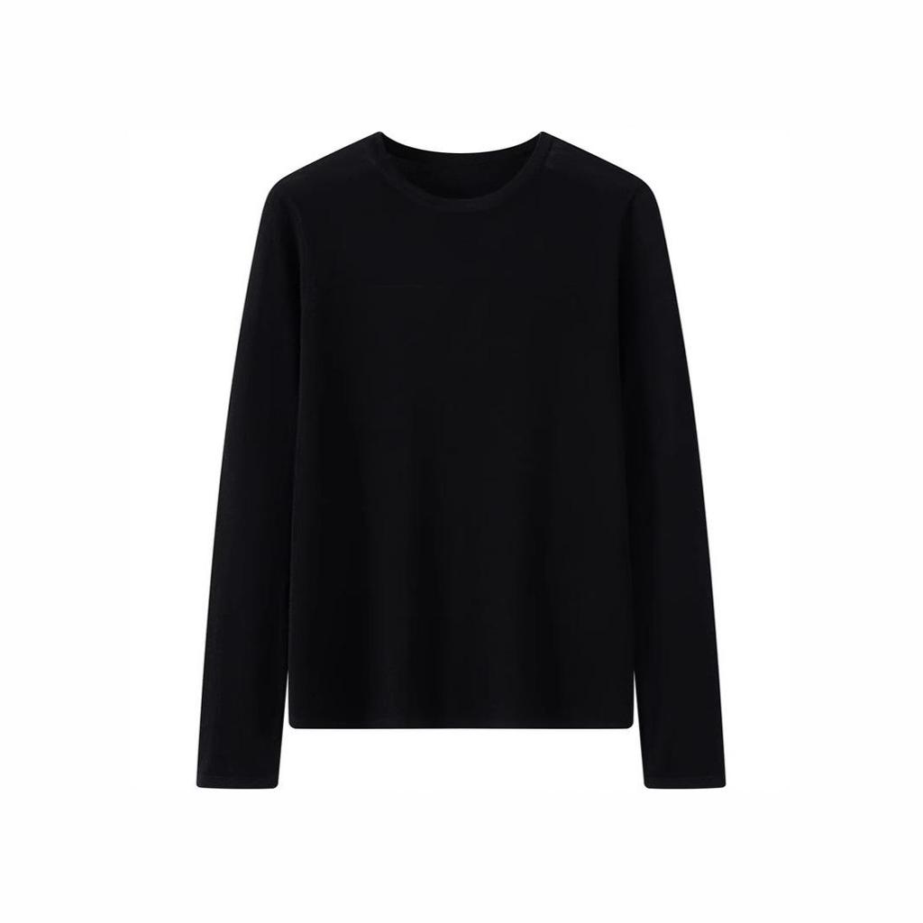 Fashionable Women's Slimming Knit Wool Sweater - Comfortable, Skin-Friendly, Solid Color, Round Neck, Base Layer.