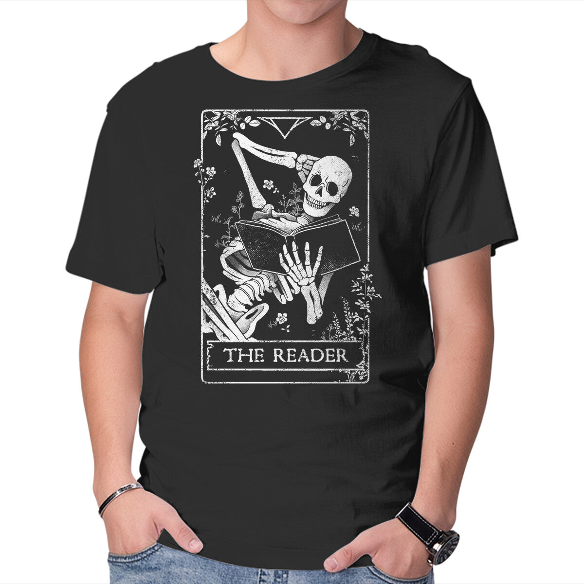 Unisex Crew Neck T-Shirt The Reader Graphic Short Sleeve Casual Tee XS