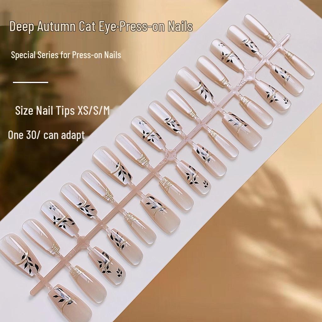 

3D Золоченые Наклейки для Ногтей Кошачий Глаз - Осенняя Коллекция Носимые Ногти