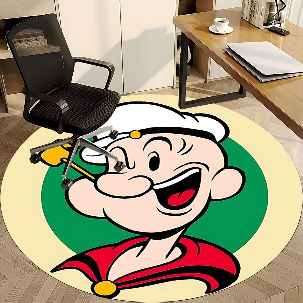 1pc Popeye Sailor Office Round Area Rug, Under Office Chairs Bedroom Living Room Home Decor, Room Deco