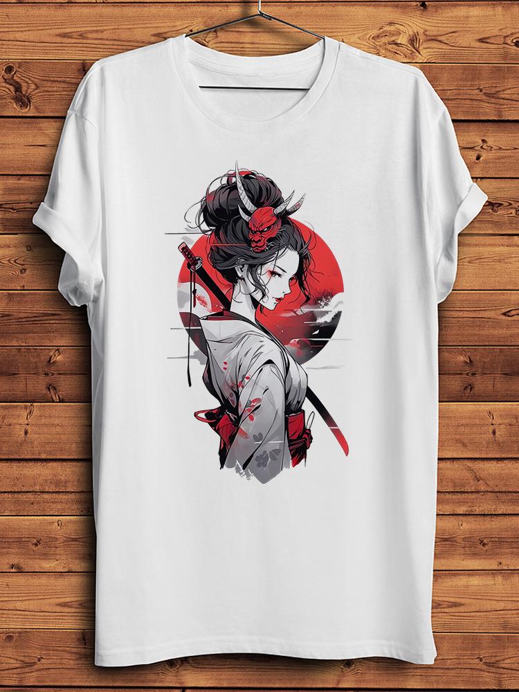 Japanese Samurai Ninja Geisha Onna Bugeisha Funny T Shirt Unisex Casual Short Sleeve TShirt Unisex Streetwear Tee Breathable Print S