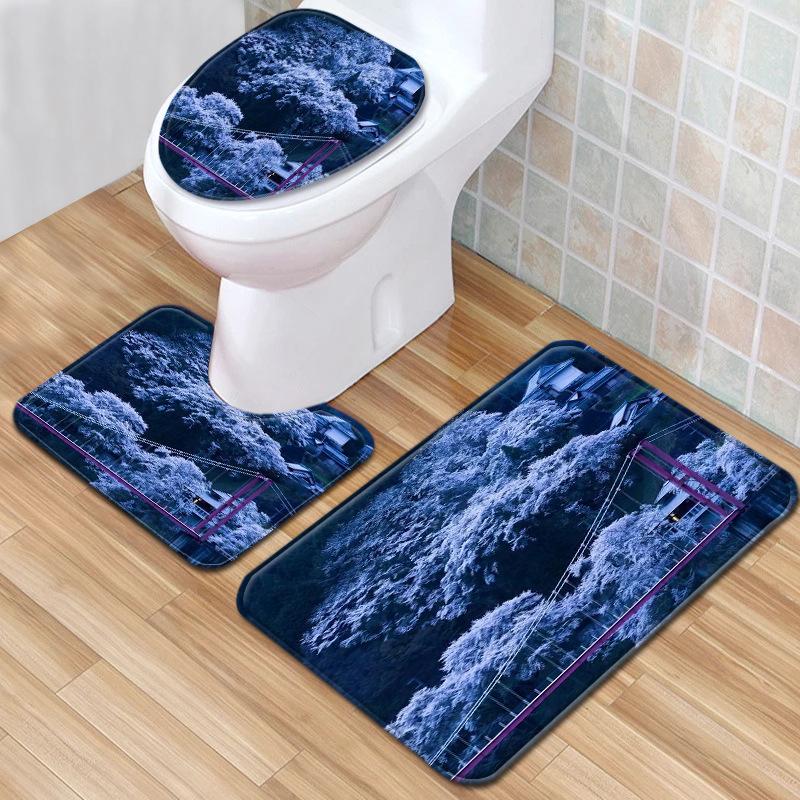 Creative Toilet Three-Piece Floor Mat Bathroom Three-Piece Carpet Doormat