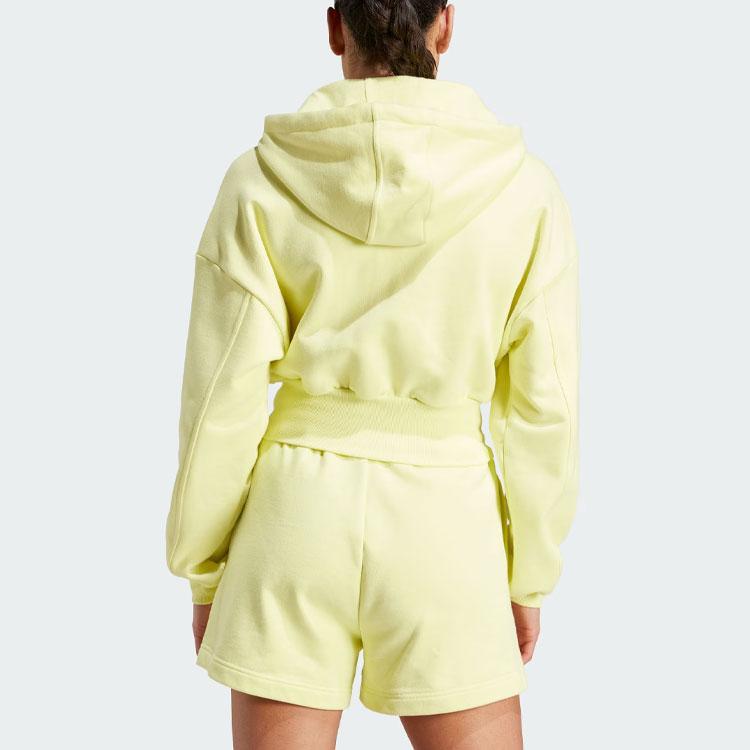 Adidas X Stella McCartney Collaboration Sportswear Cropped Hoodie Solid Logo Sports Jacket Women hoodies Pink Yellow IN3636