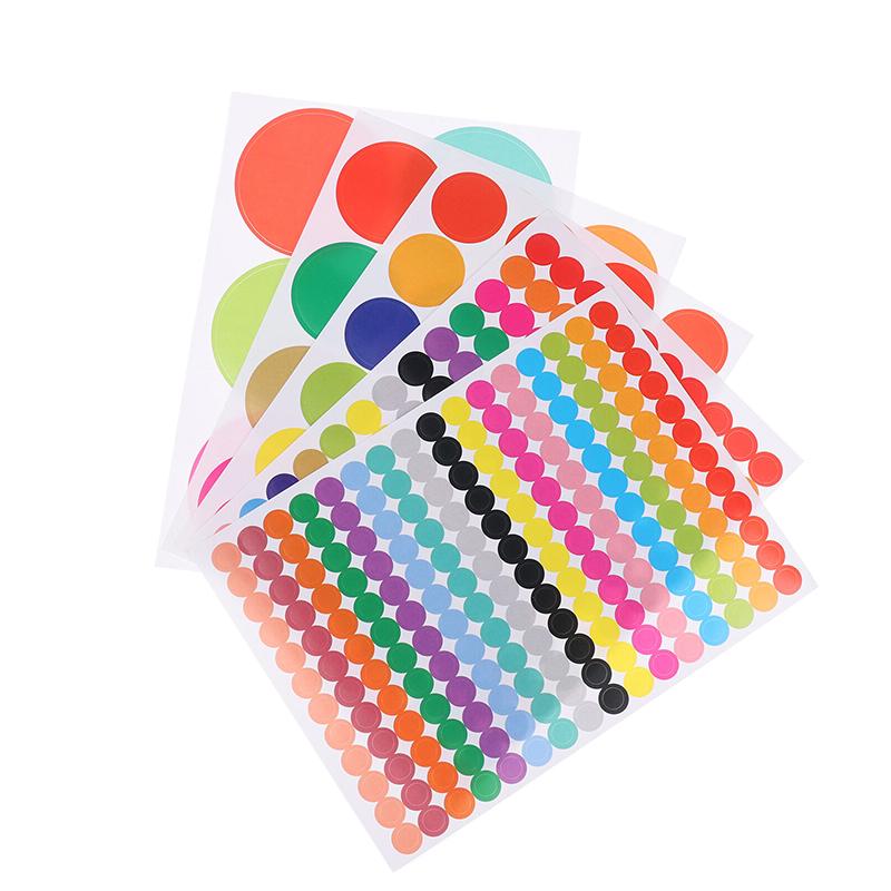 10 Sheets Polka Circle Office Classroom Party Decoration Toys Diary Decoration Marking Sticker 6-45Mm Colored Dot Stickers