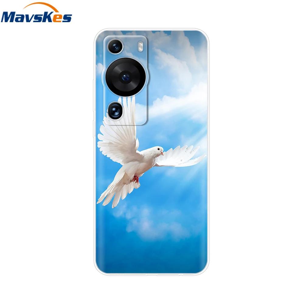 For Huawei P60 Pro Case Cute Heart Cartoon Painted Silicone Clear TPU Back Cover For Huawei P 60 P60 2023 P60Pro Phone Cases