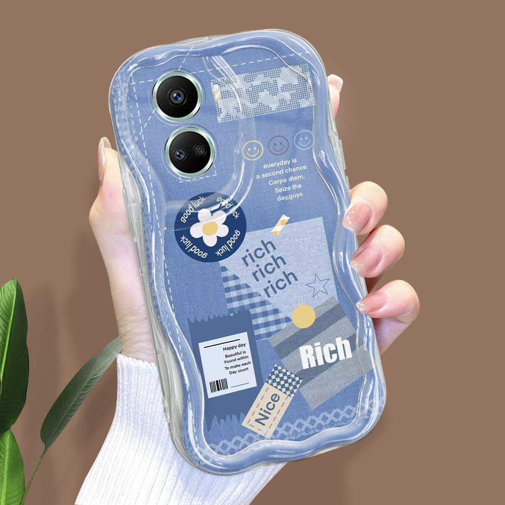 For Honor 90 Lite P30 Pro Infinix Hot 30 40 40i 40 Pro Smart 8 Pro Vivo V29e V30e Fashion Cowboy Denim Cream Texture Soft Silicone Phone Case
