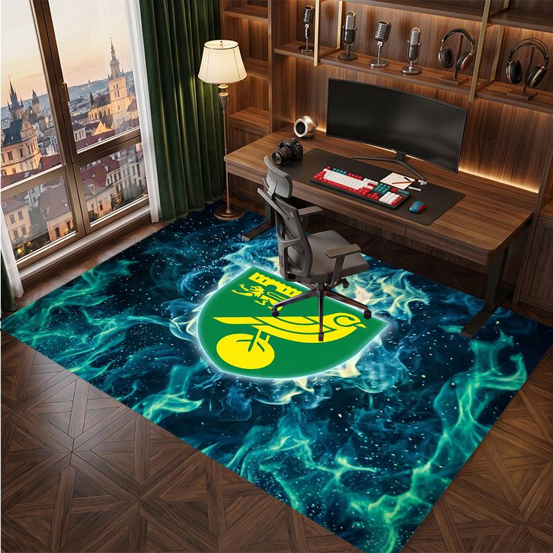 Norwich City Football Print Crystal Velvet Rug, Comfortable Water Absorbent Non Slip Indoor Floor Carpet