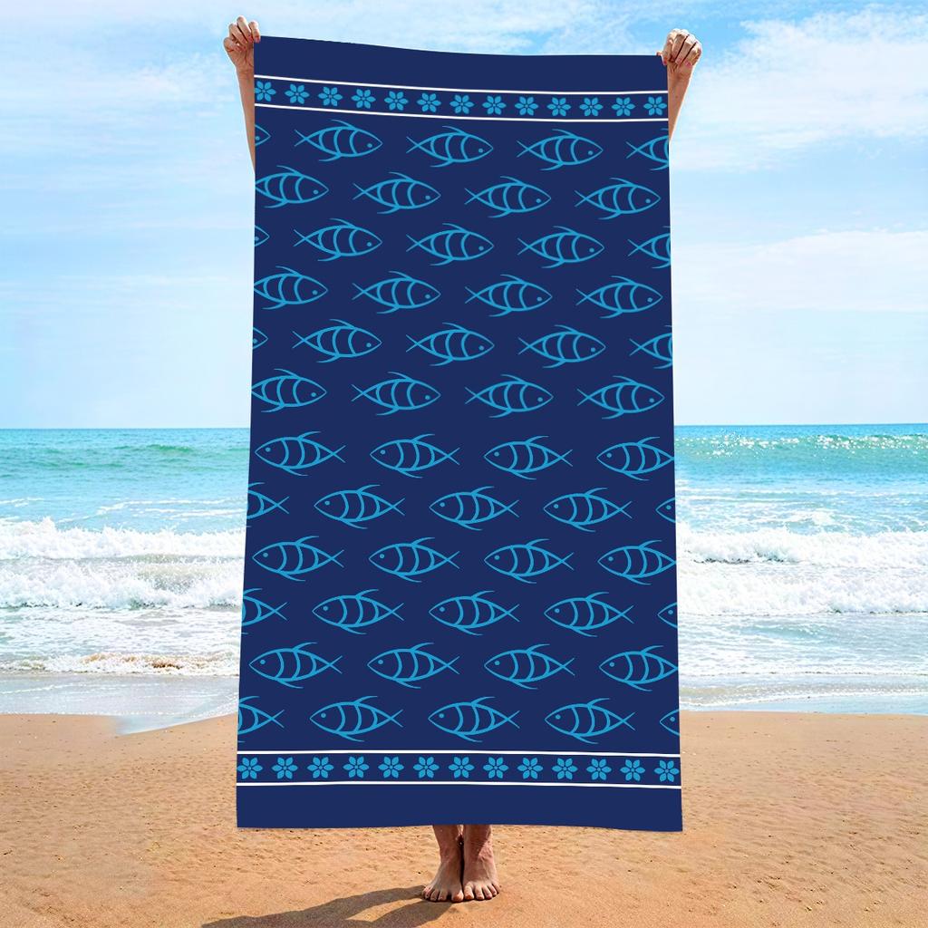 Tropical Dream Letter Print Beach Towel Polyester Green Palm Leaves Quick Dry Bath Towels Summer Vacation Pool Sandproof Blanket