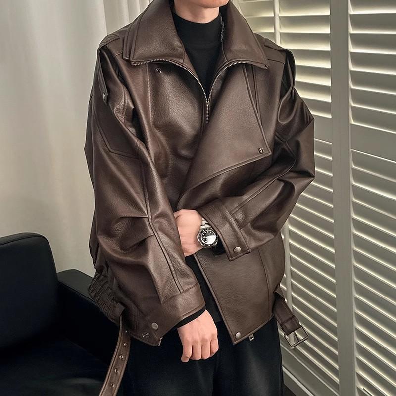 Leather Jacket Men's New American Retro Flight Jacket Men's Loose High-end Sense Ruffian Handsome Men's Locomotive