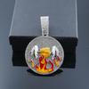 Fire and Dumbbell Fashion European and American Hip Hop Pendant As A Symbol of Power for Men's Trendy Brand Accessories