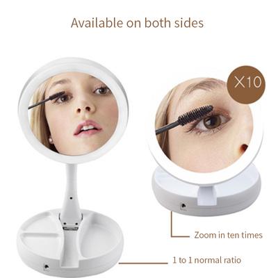 Foldable Led Mirror Makeup Costway White Vanity Cosmetic Mirror USB Charging or Battery with Light 10X Magnifying Table MirrorsAA