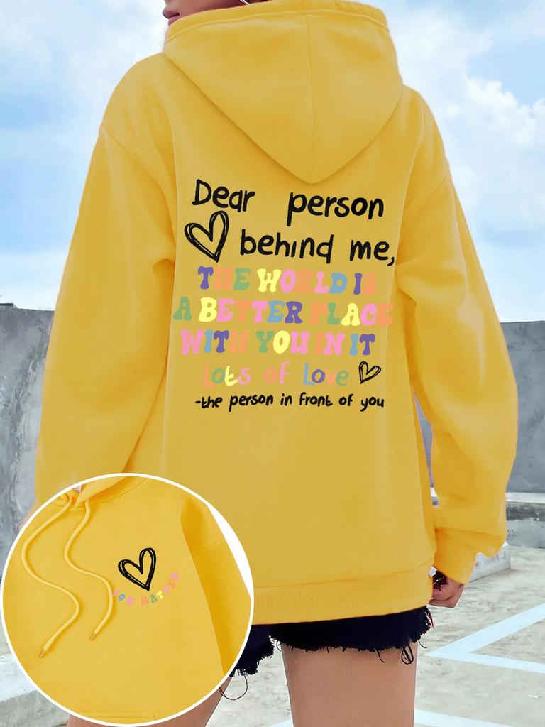 2026 Lieber Mensch hinter mir Hoodie Damen Farbige Buchstaben Warmes Fleece Damen Kapuzenpullover Pelzfutter Frühling Herbst Kapuzenpullover Y2K Lässige Oberteile