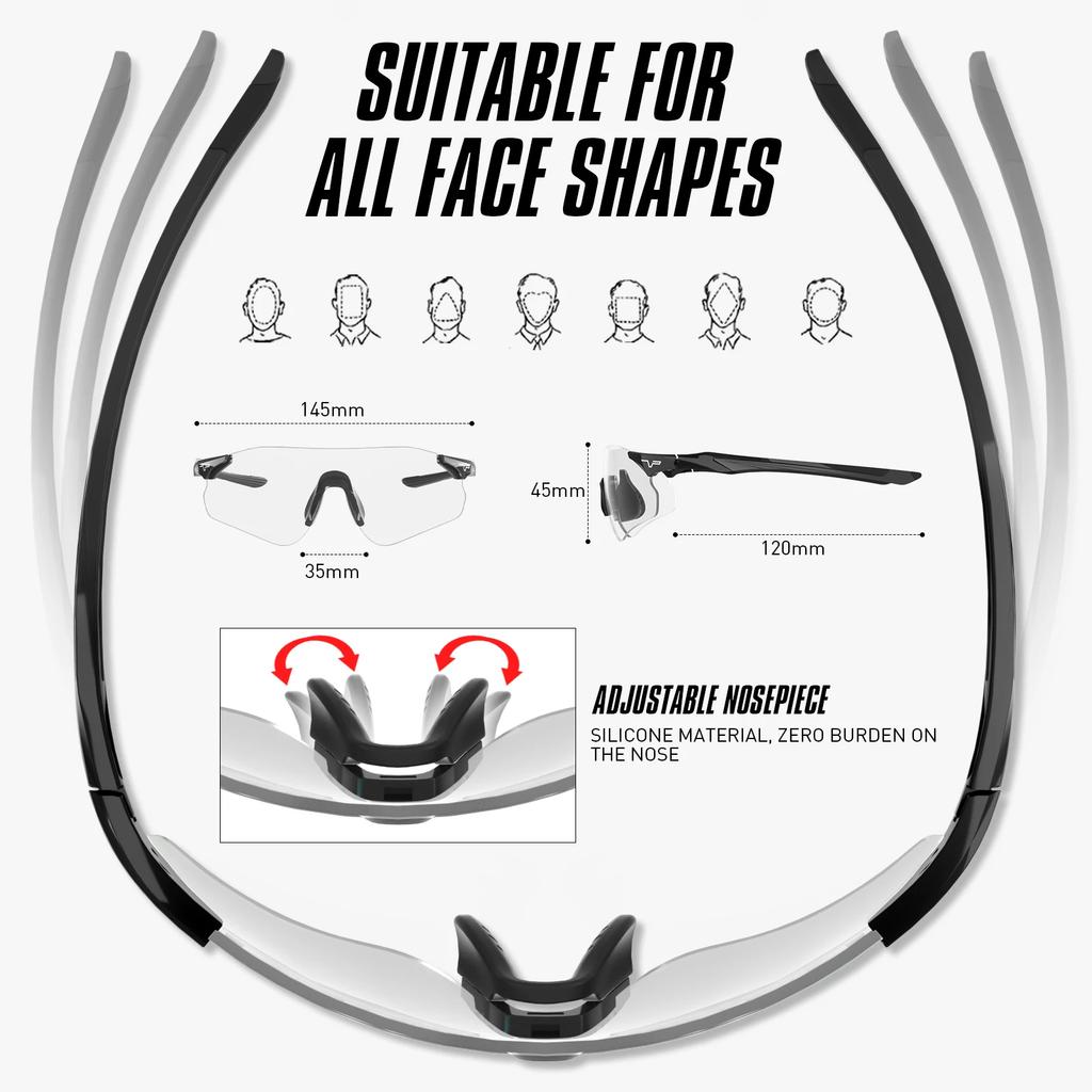 Kapvoe Photochromic Running Sunglasses Women Men Cycling Glasses Bike Glasses UV400 Bike Eyewear MTB Sports Bicycle Goggles 2026