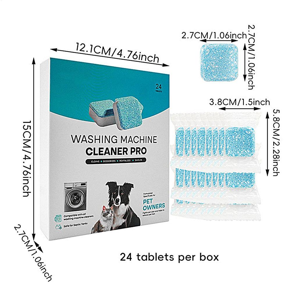 24pcs Washing Machine Cleaning Tablets, Washer Cleaning Tablets, Laundry Machine Cleaner Tablets, Stain Removal and Descaling