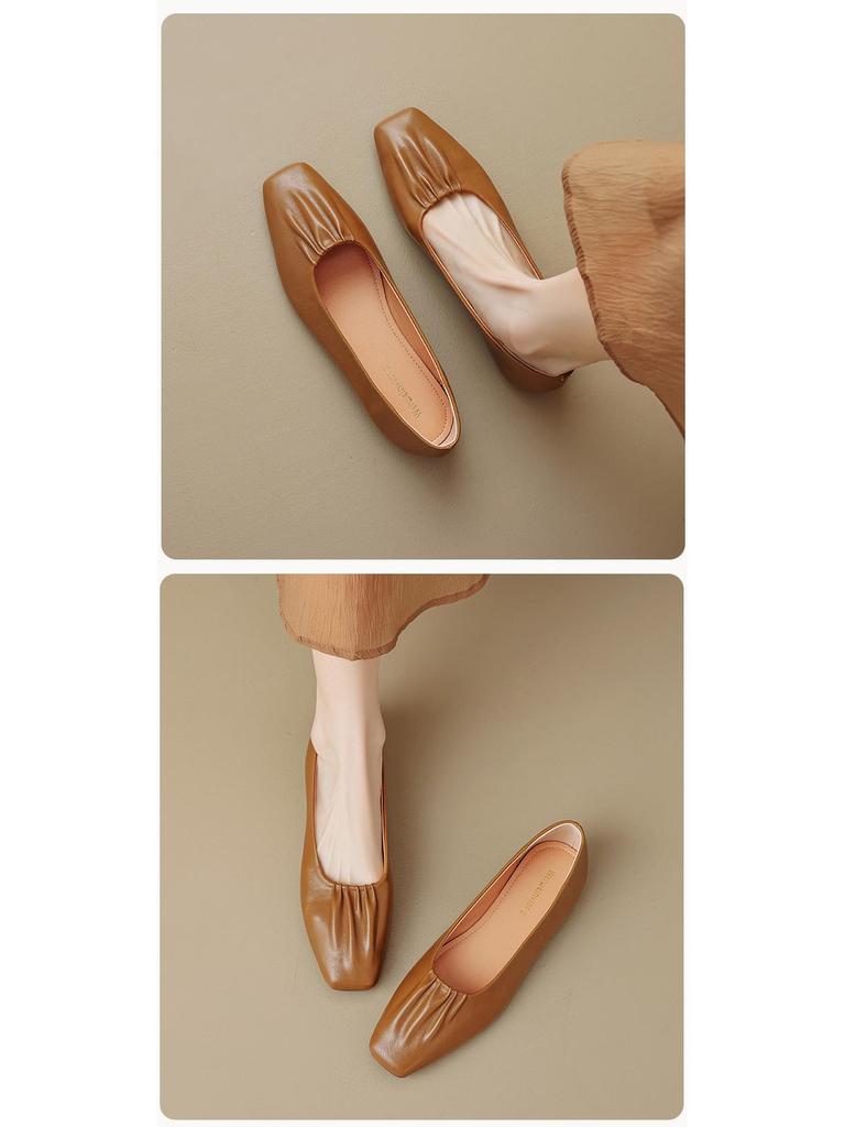 Weiwei Girl 888-1 Square Toe Women's Flat Loafers - Soft Sole Slip-On Mary Janes