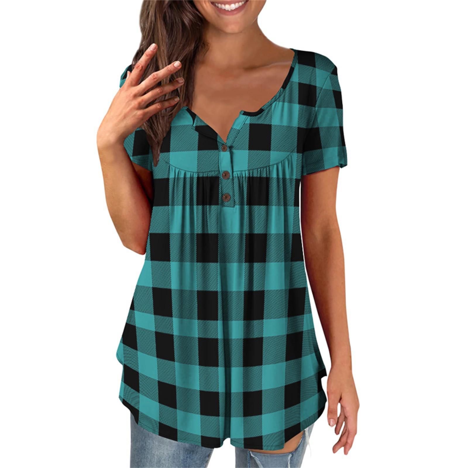 

Women s Short Sleeve Shirts Ruffle Tops Loose Tops Casual Oversized Tops Pleated Tops Button Down Casual Summer Floral Tops XXXXL зелений